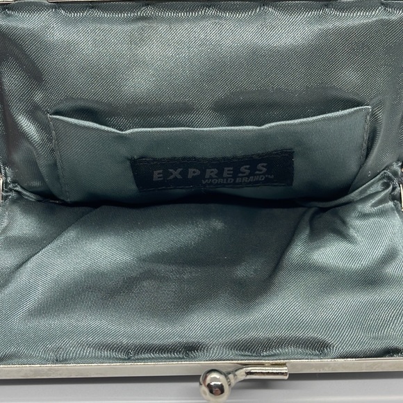 Express World Brand Evening Clutch Bag, 6-3/4” Long. Gray Iridescent Beading. - Picture 3 of 8